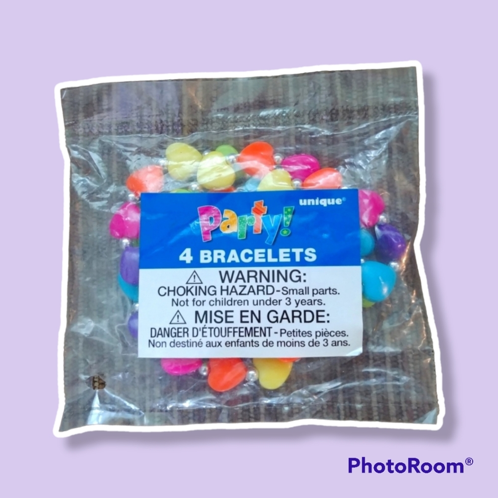 4 Pack Of Bright Colored Heart Bracelets!